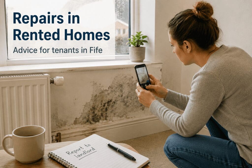 Tenant reporting damp and mould problems in a rented home in Fife